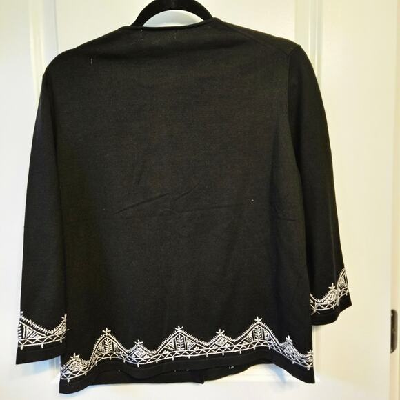 Rena Rowan Cardigan Womens L Black Silk Blend Embroidered - Picture 6 of 6